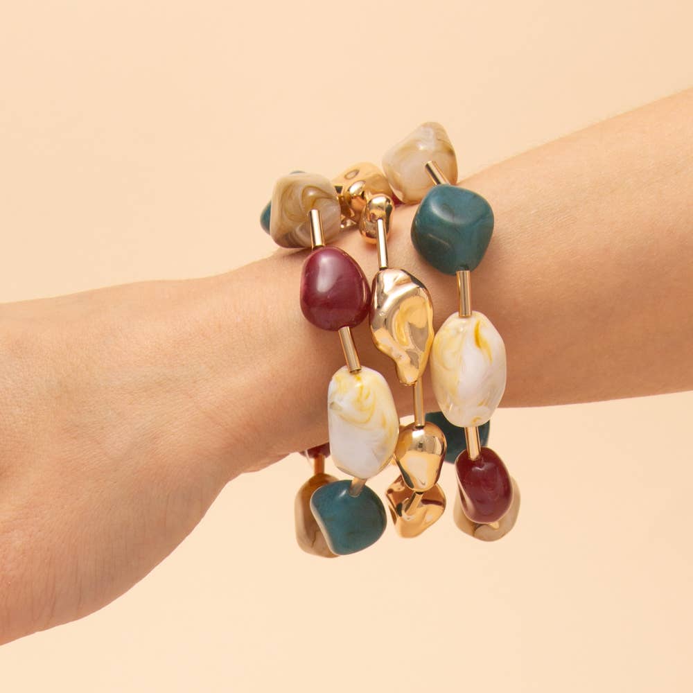 Multi Stone Stackable Stretch Bracelet Set