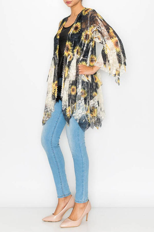 All Lace Cardigan with Tiered Layers