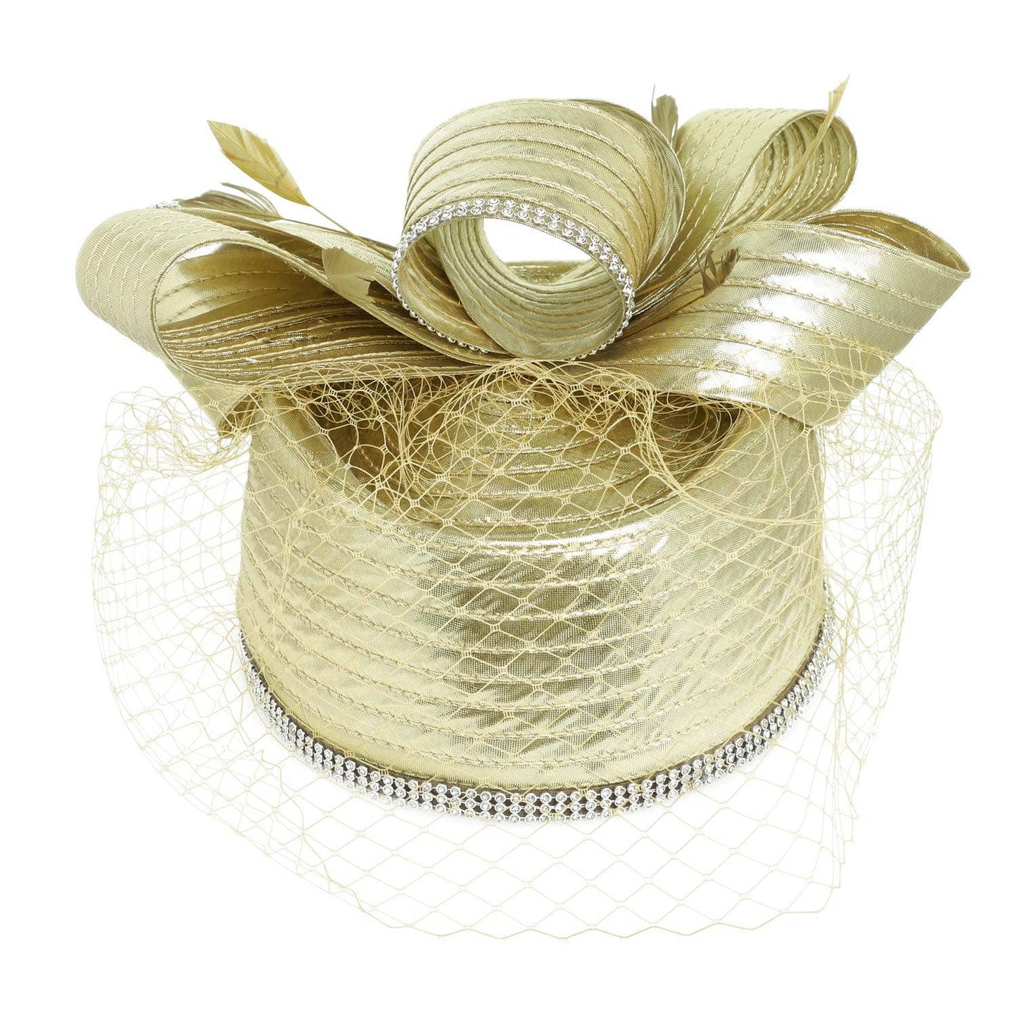 Ribbon Metallic Dressy Netted Pill Box Braid Hat