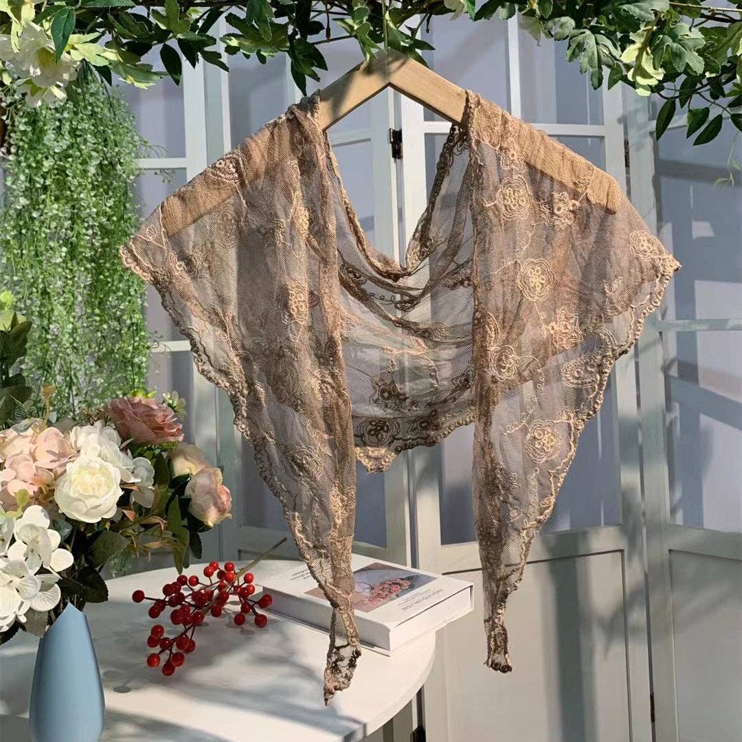 Scravii Embroidered Lace Shawl/Scarf