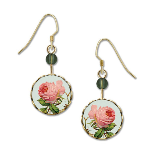 Pink Rose Circle Earrings