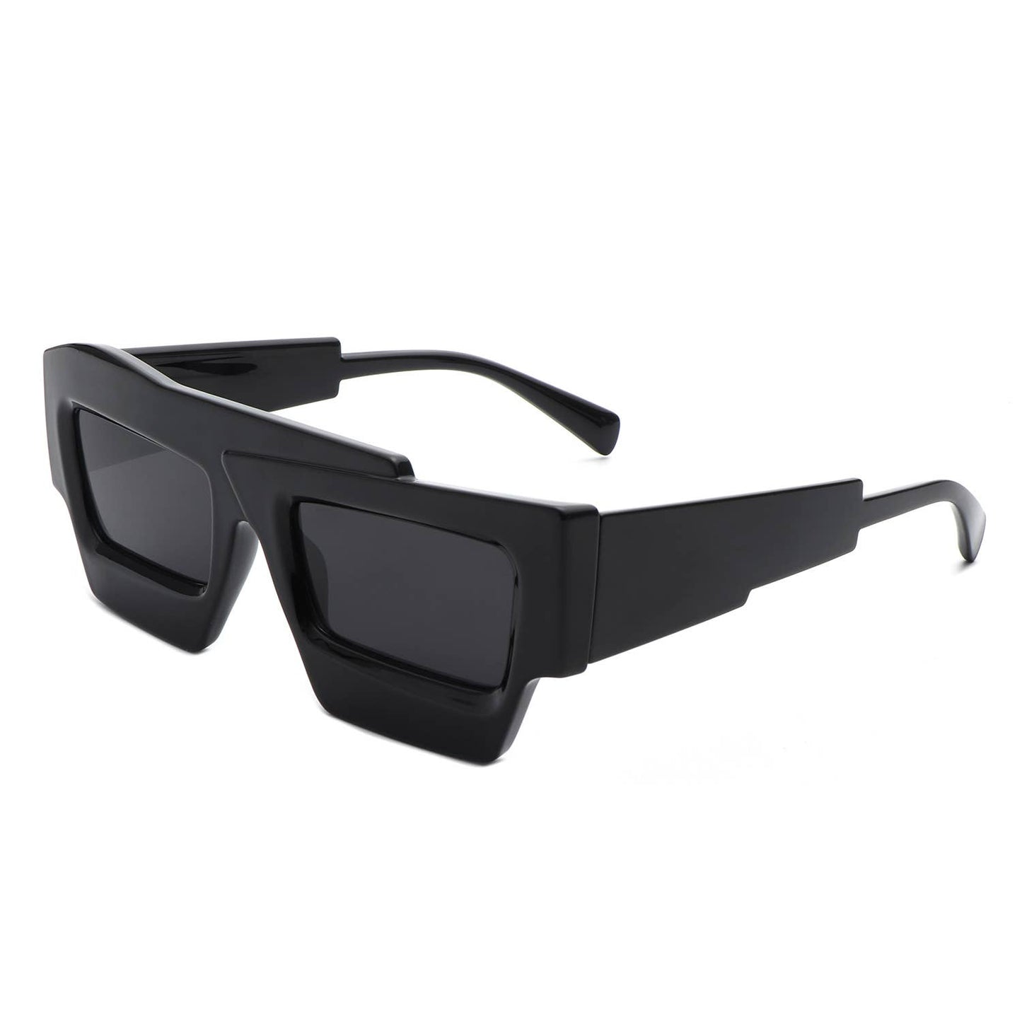 Square Futuristic Flat Top Two-Tone Fashion Sunglasses