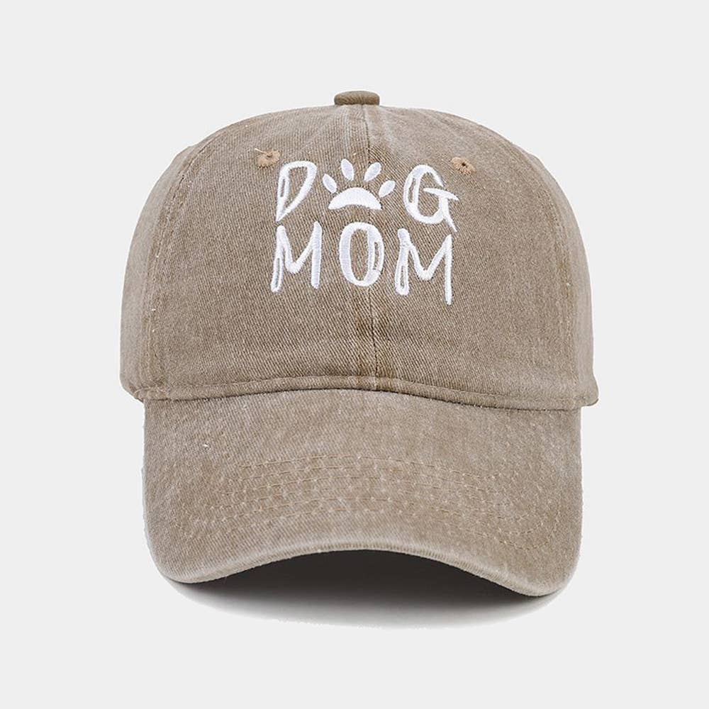 Dog Mom Vintage Washed Embroidered Baseball Cap