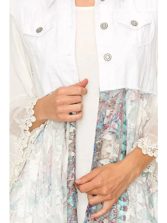 Denim Lace Layer Vest