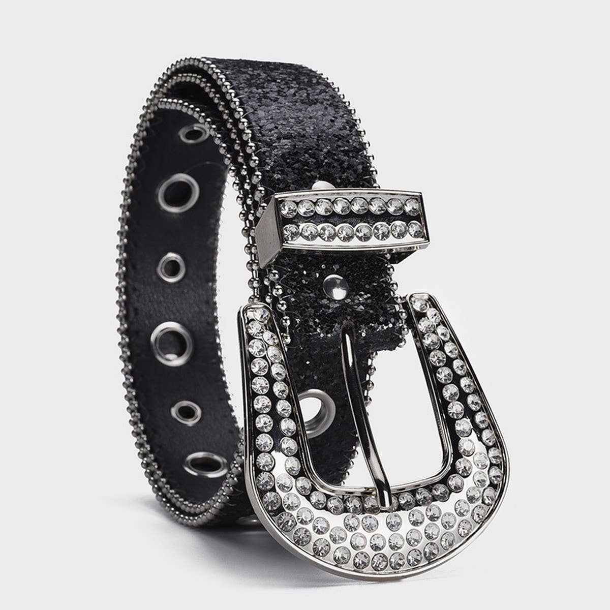 Womans Rhinstone Sequin Hollow Belt