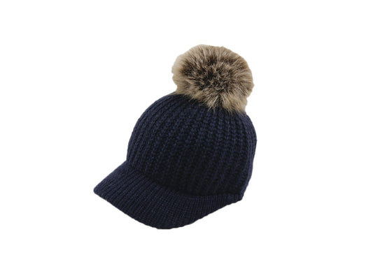 Cap w/ Snap Off Faux Fur Ball.