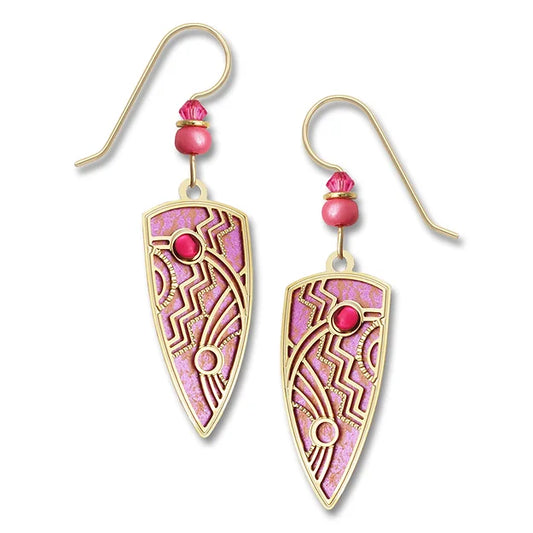 Rose & Peach Shield w/ Gold Plate Overlay Earrings