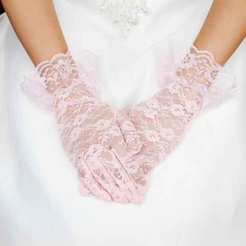 Pink Women's Lace Ruffle Gloves