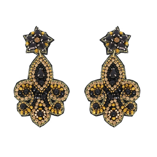 Fleur Beaded Mardi Gras Earrings