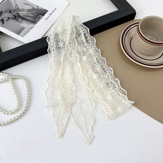 Thin Hollow Lace Headband Scarf