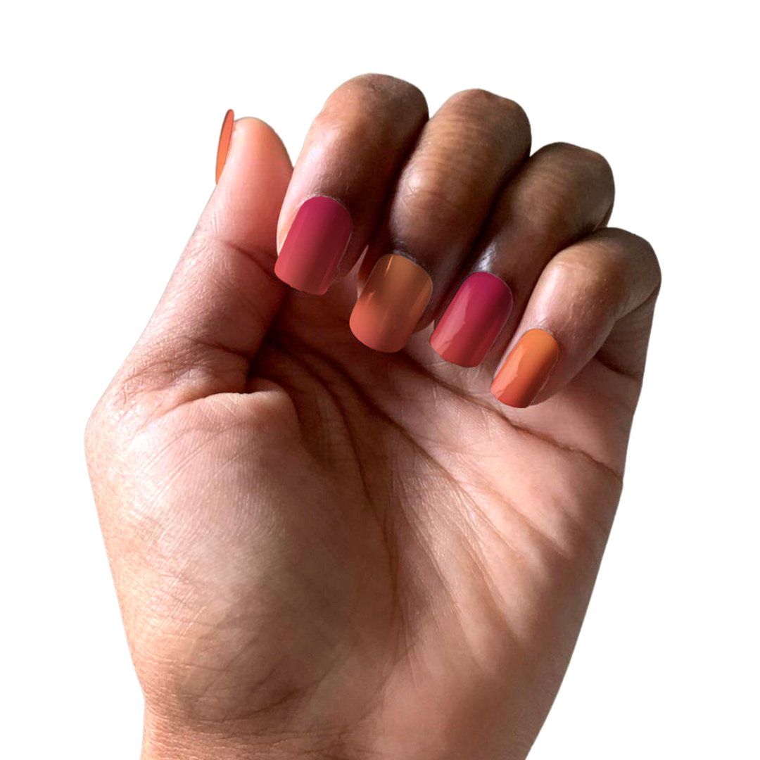 Sweet Sunset | Magenta to Orange Ombre Fade Nail Wrap Set