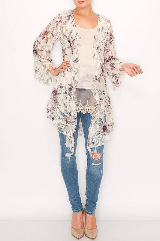 All Lace Cardigan With Ruffles