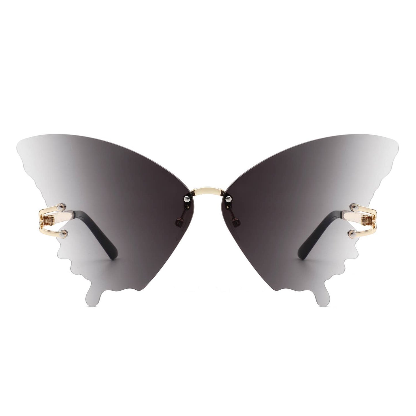 Rimless Oversize Butterfly Tinted Fashion Women Sunglasses