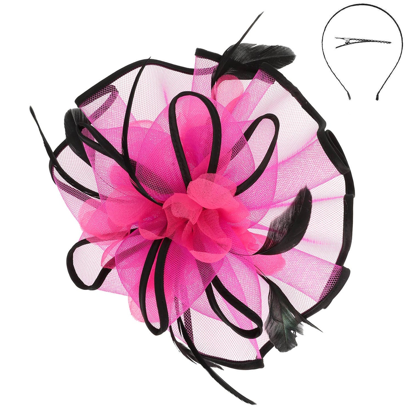 Fuschia & Black Elegance Fascinator
