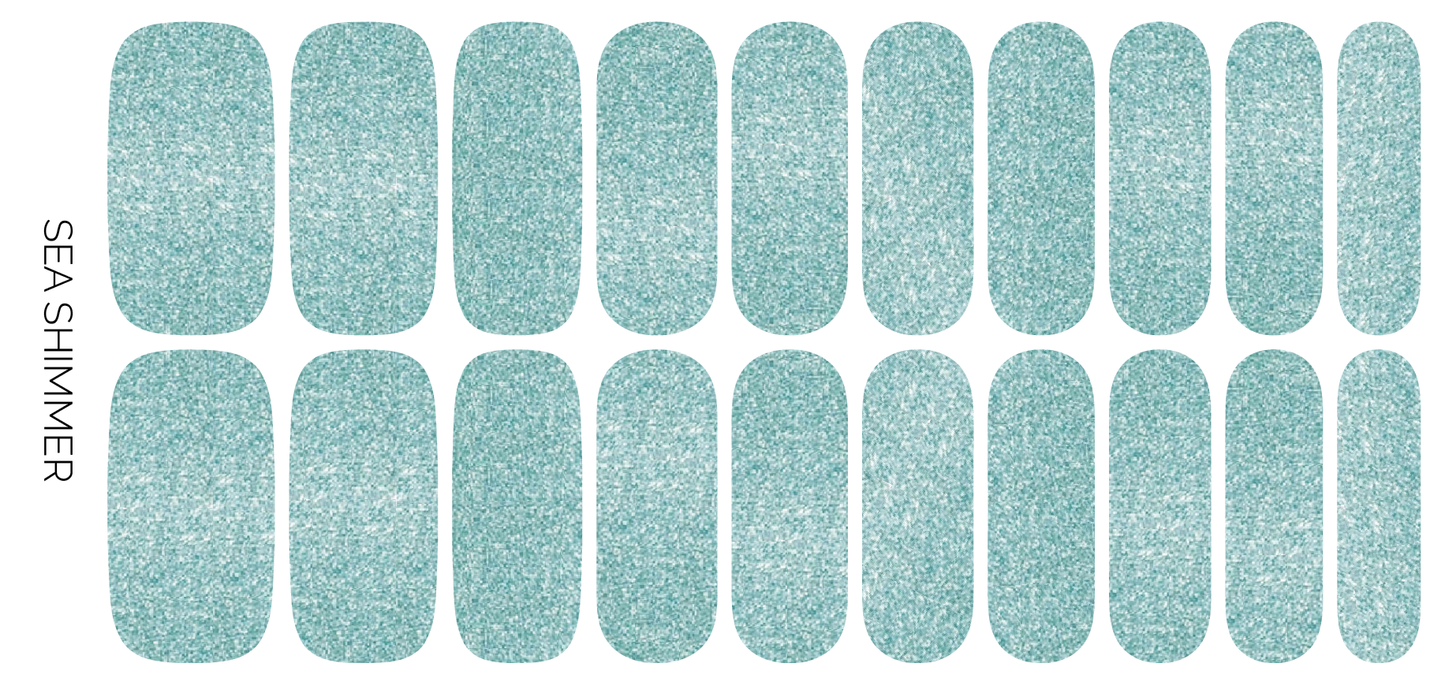 Sea Shimmer | Light Aqua Sea Glass Glitter Nail Wrap Set