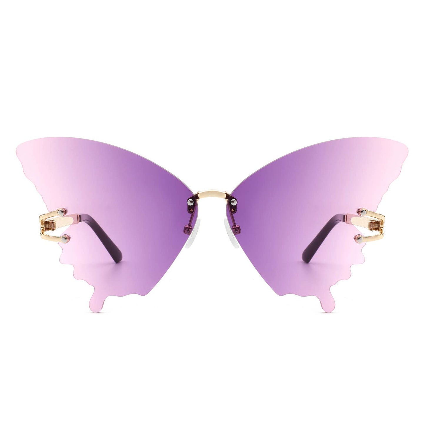 Rimless Oversize Butterfly Tinted Fashion Women Sunglasses