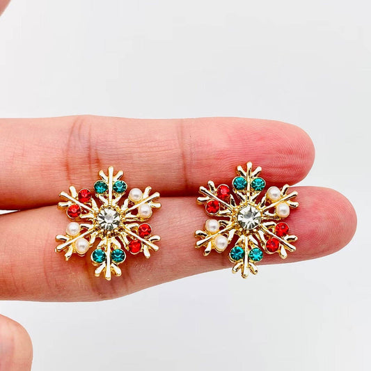 Christmas Rhinestone Snowflake Earrings