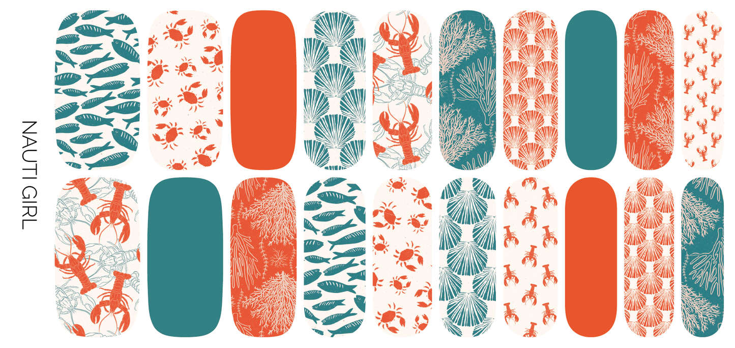 Nauti Girl | Nautical Sea Shell & Crab Summer Nail Wrap Set