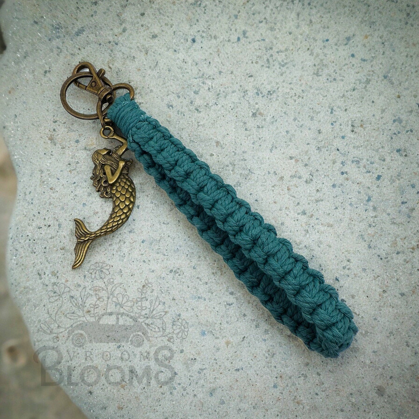 Macrame Wristlet with Large Bronze Mermaid Charm