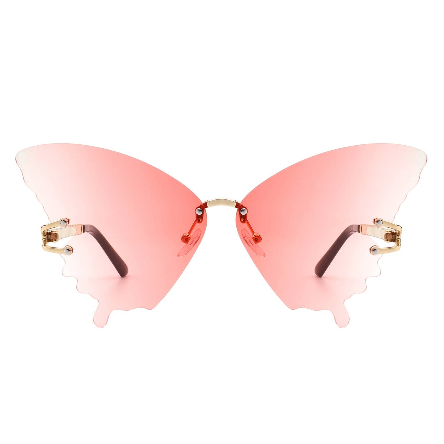 Rimless Oversize Butterfly Tinted Fashion Women Sunglasses