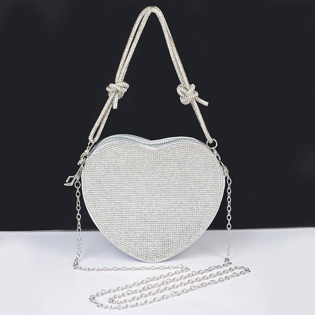 Rhinestone Heart Shape Clutch
