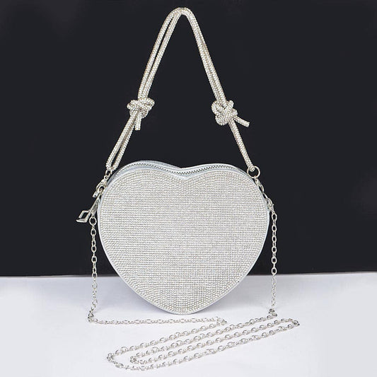 Rhinestone Heart Shape Clutch