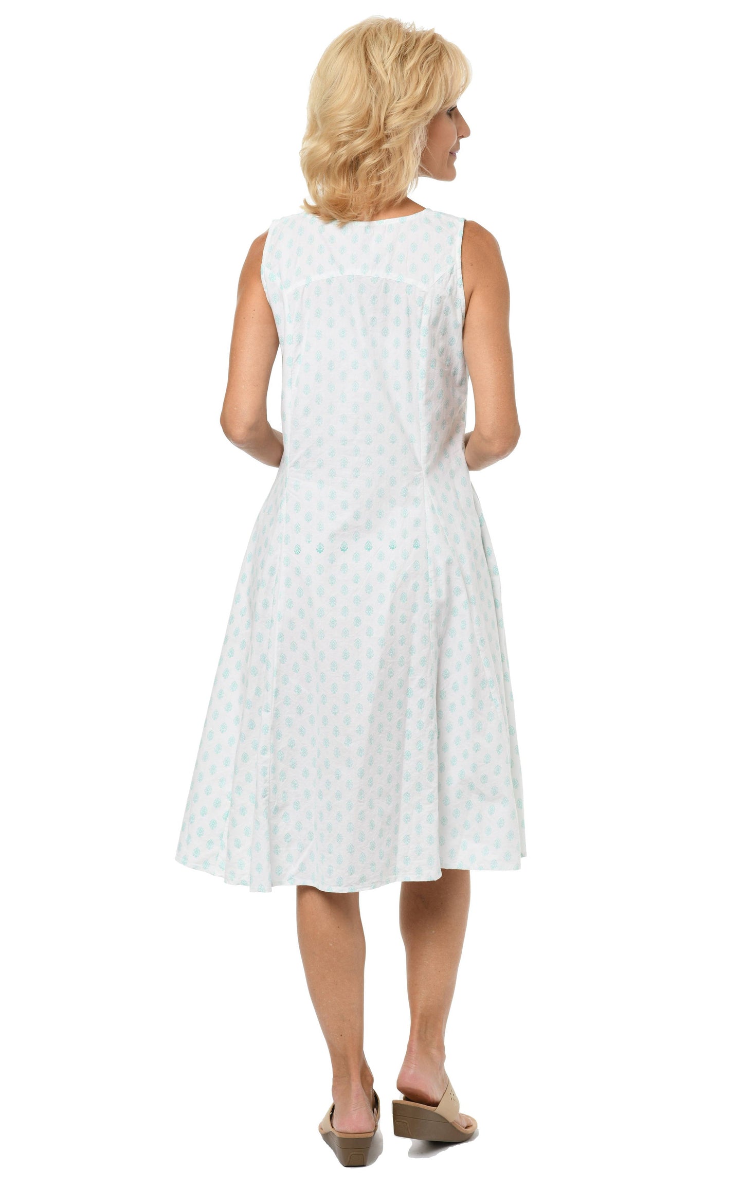 Poppie Dress in Aqua Leaf
