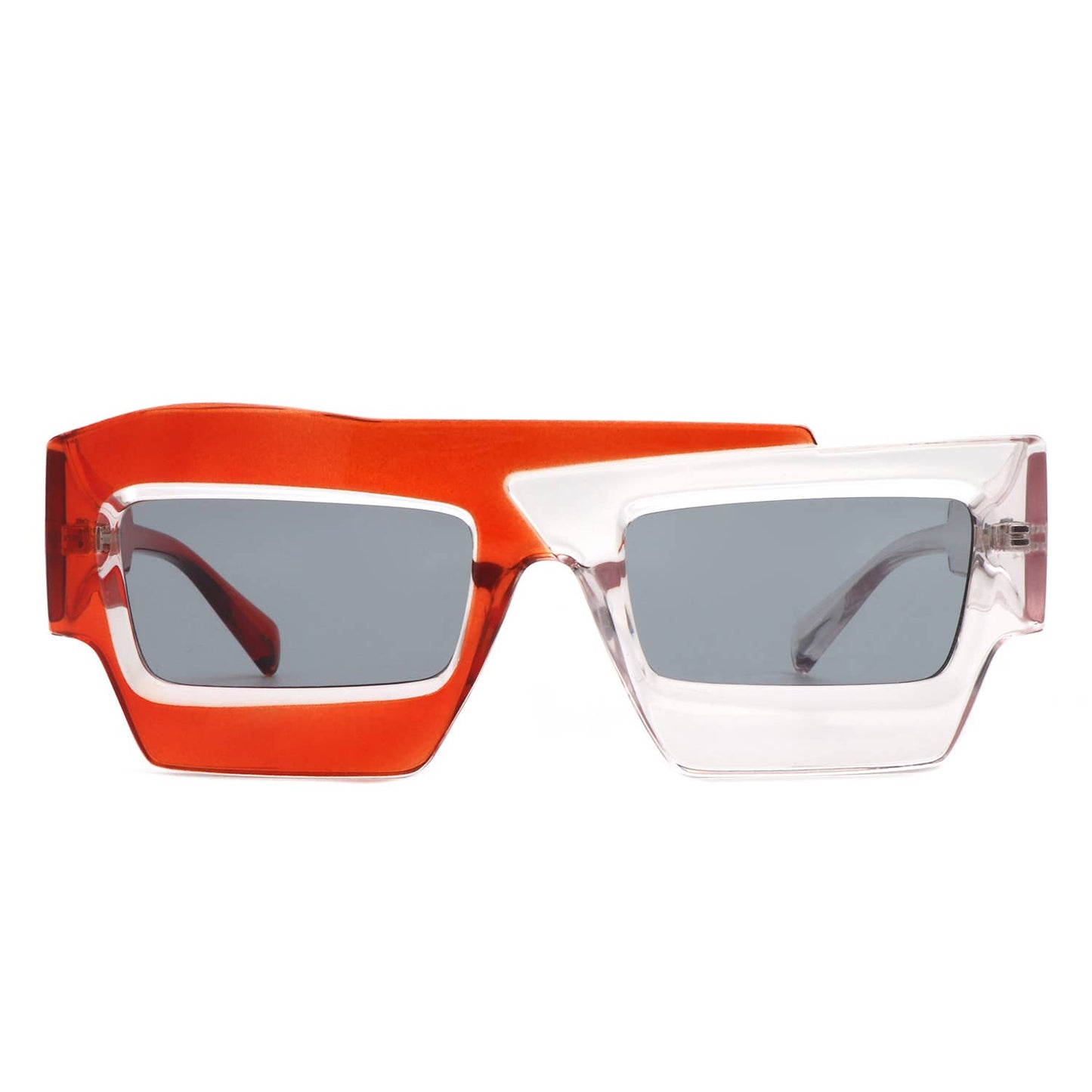 Square Futuristic Flat Top Two-Tone Fashion Sunglasses