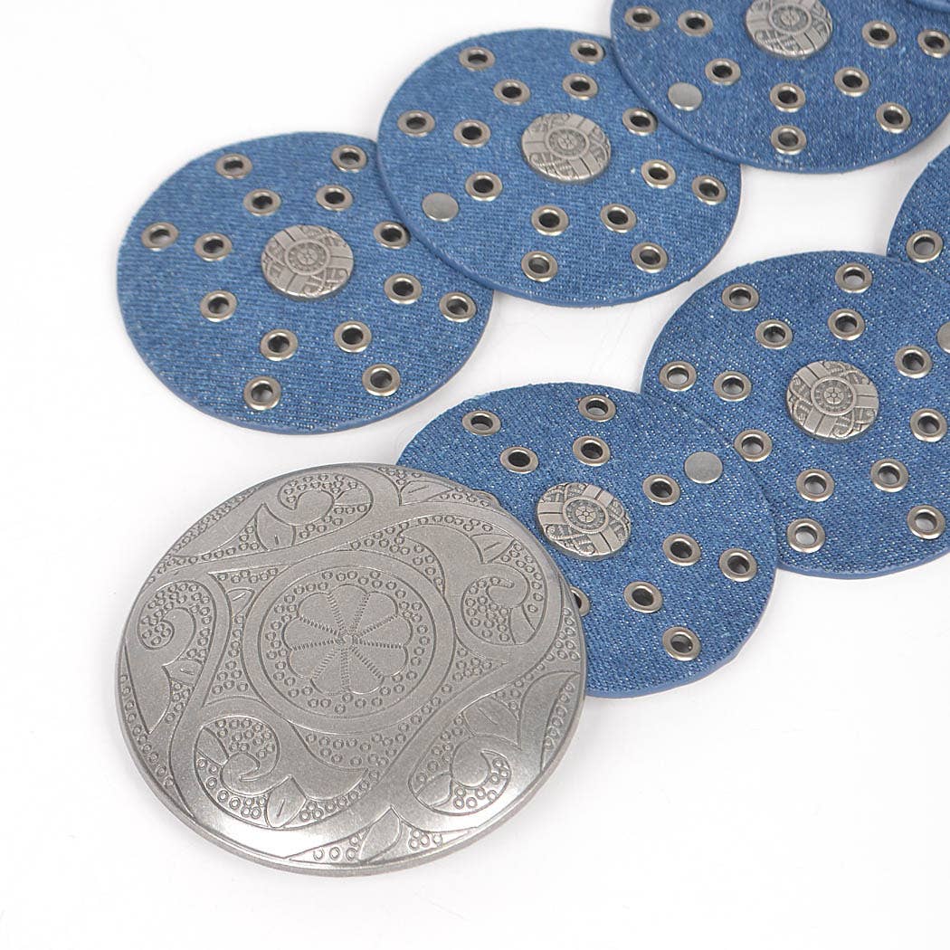 Denim Multi Eyelet Rounds Western Belt