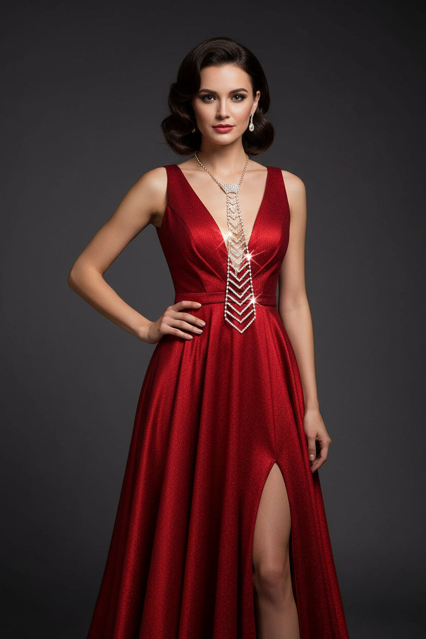 Rhinestone Necktie Necklace