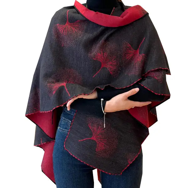 Cozy Cashmere Feel Reversible Loop Wrap – Crimson Bloom