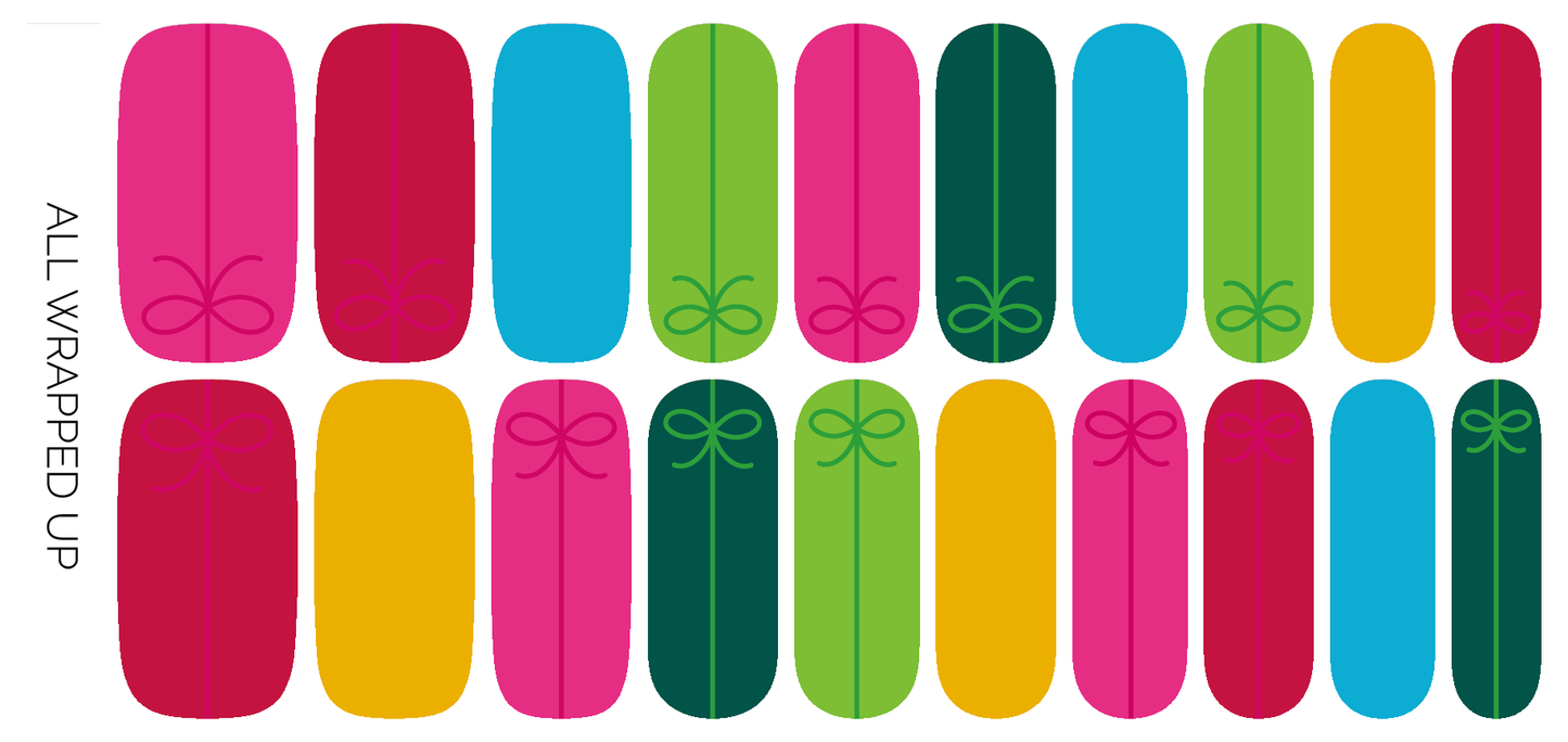 All Wrapped Up | Colorful Glitter Christmas Gifts Nail Wraps