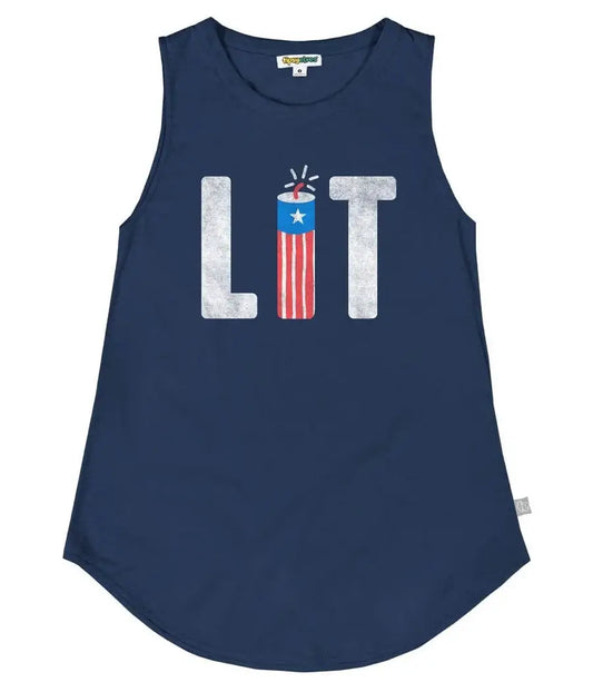 Lit Women's Tank Top - Patriotic Firework Sleeveless Tee