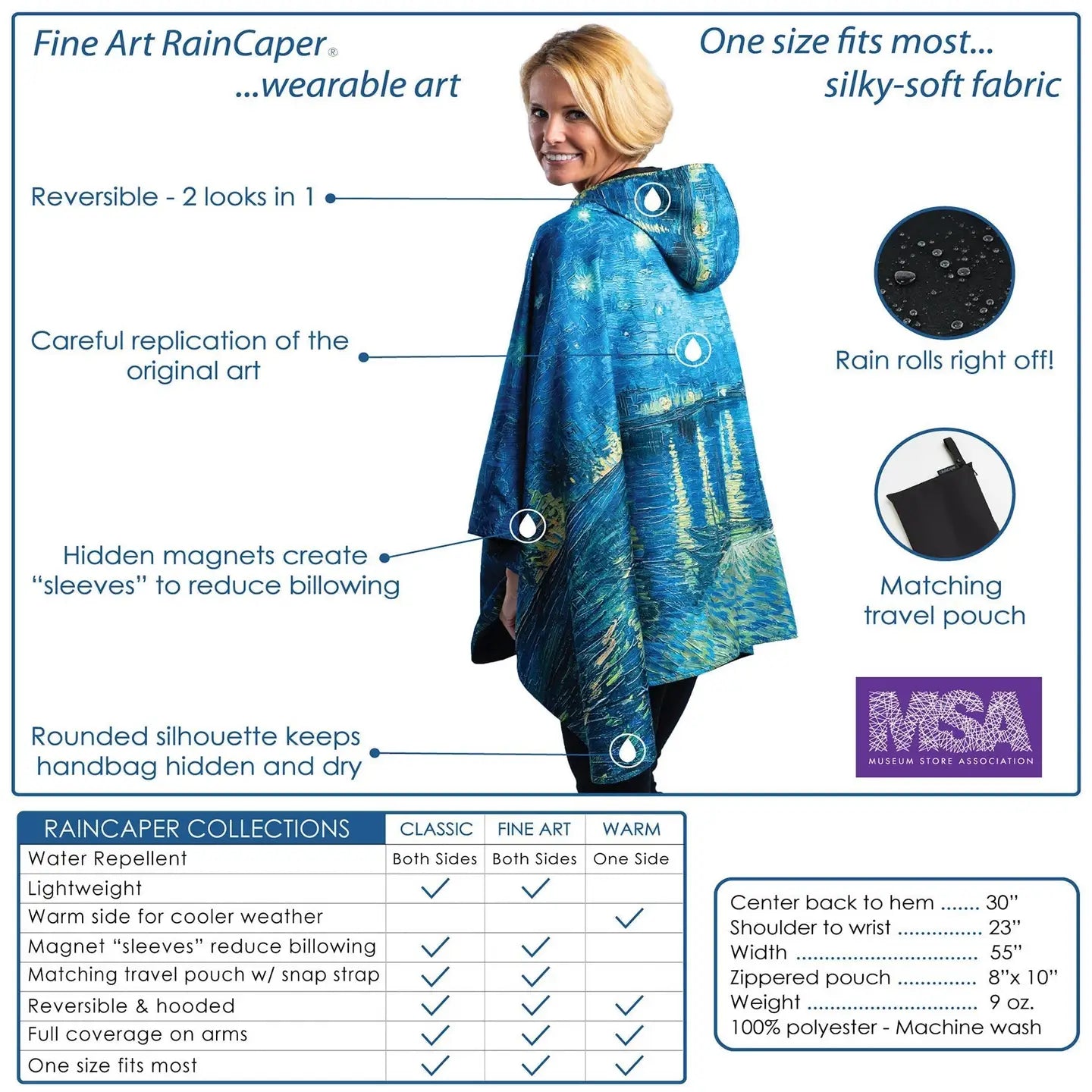Tiffany Dragonfly (Multi) Reversible Rain Cape – Lightweight Hooded Wrap