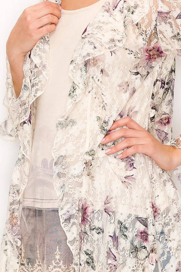 All Lace Cardigan With Ruffles