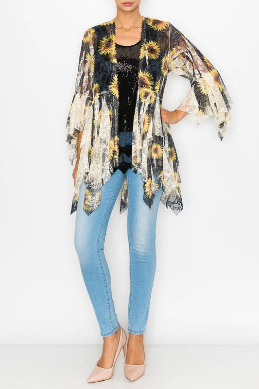 All Lace Cardigan with Tiered Layers