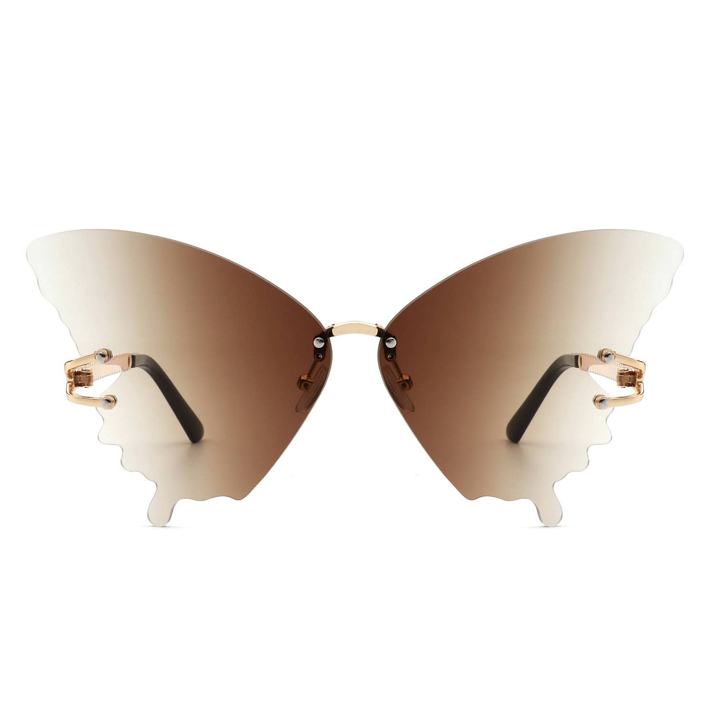 Rimless Oversize Butterfly Tinted Fashion Women Sunglasses