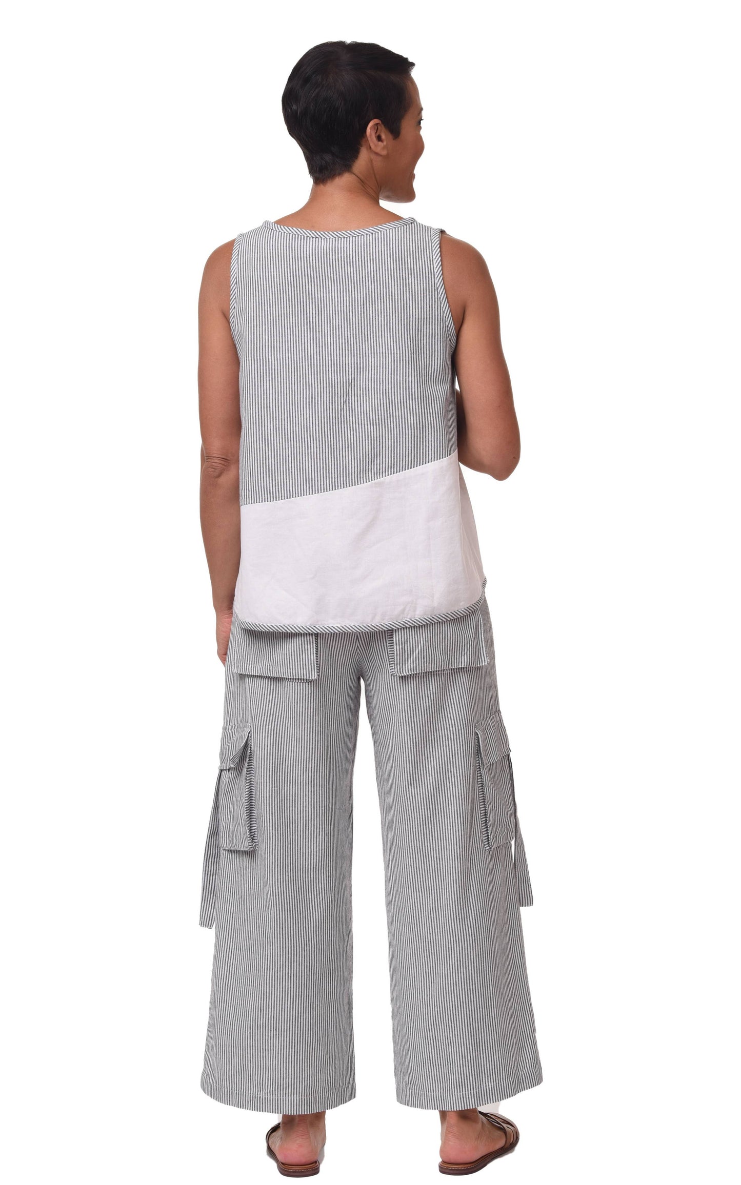 Calista Cargo Pant in Ticking Stripe