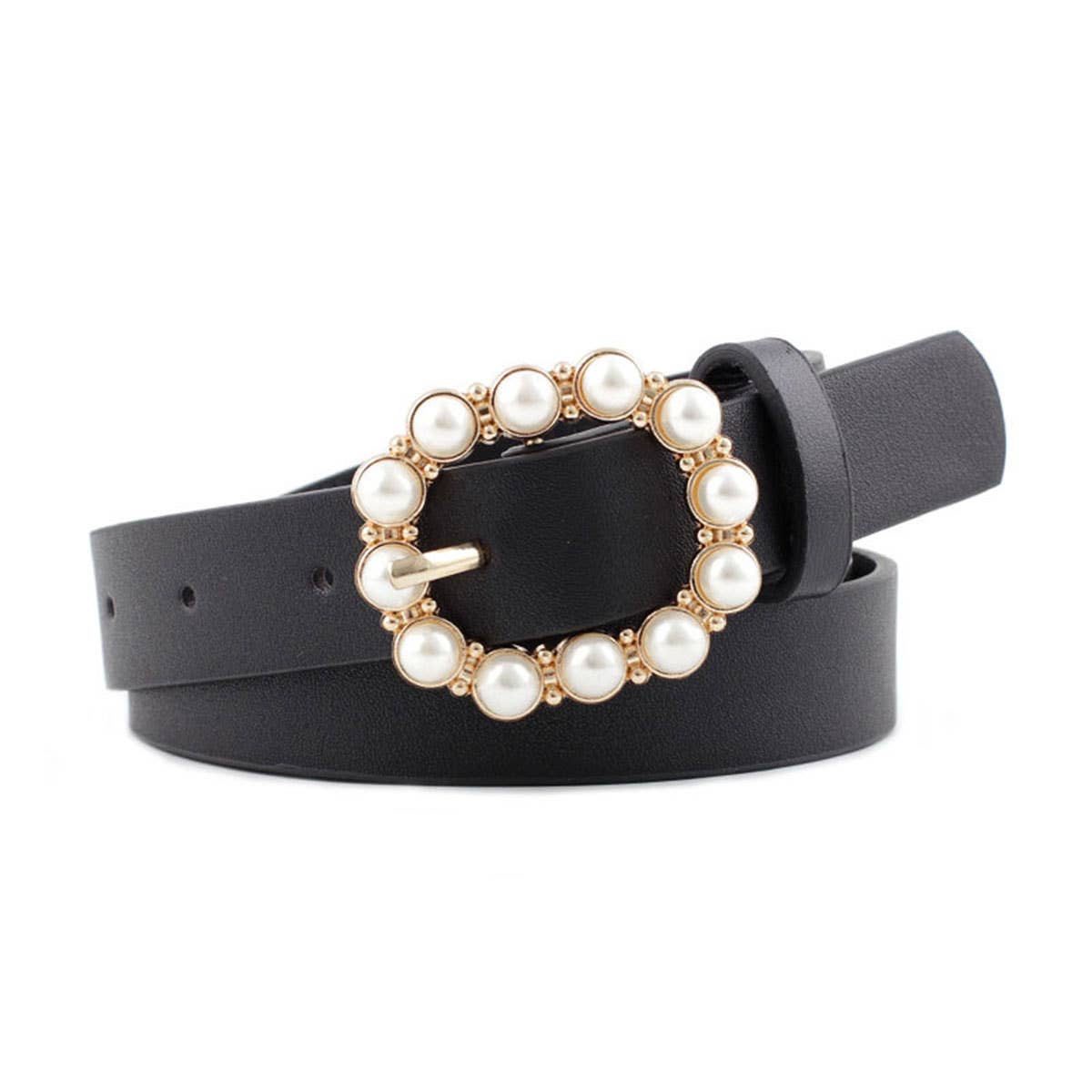 Pearl Buckle Slender Belt