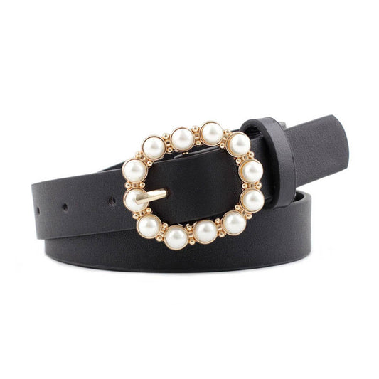 Pearl Buckle Slender Belt