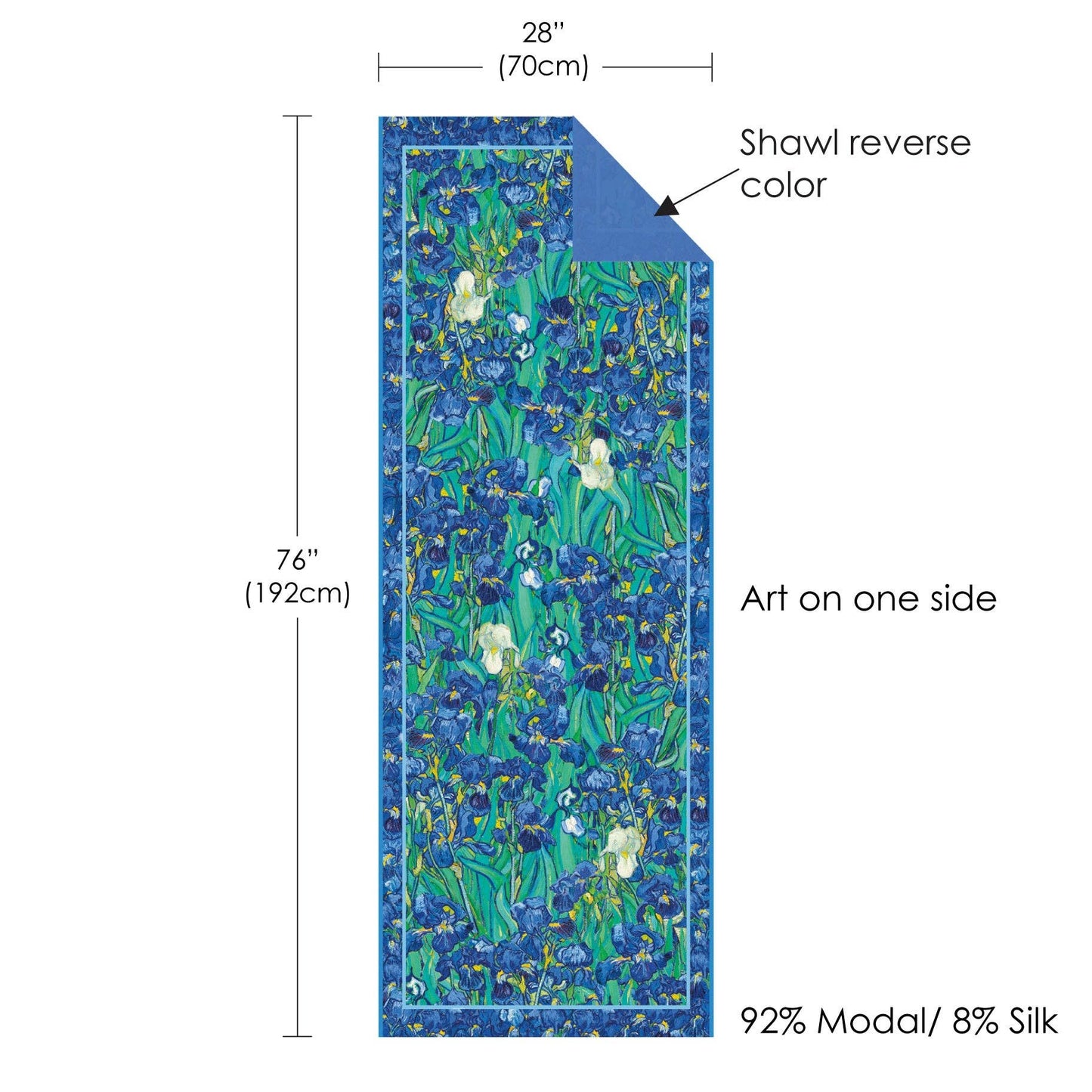 Van Gogh Irises Silk Blend Shawl – Lightweight Dressy Wrap