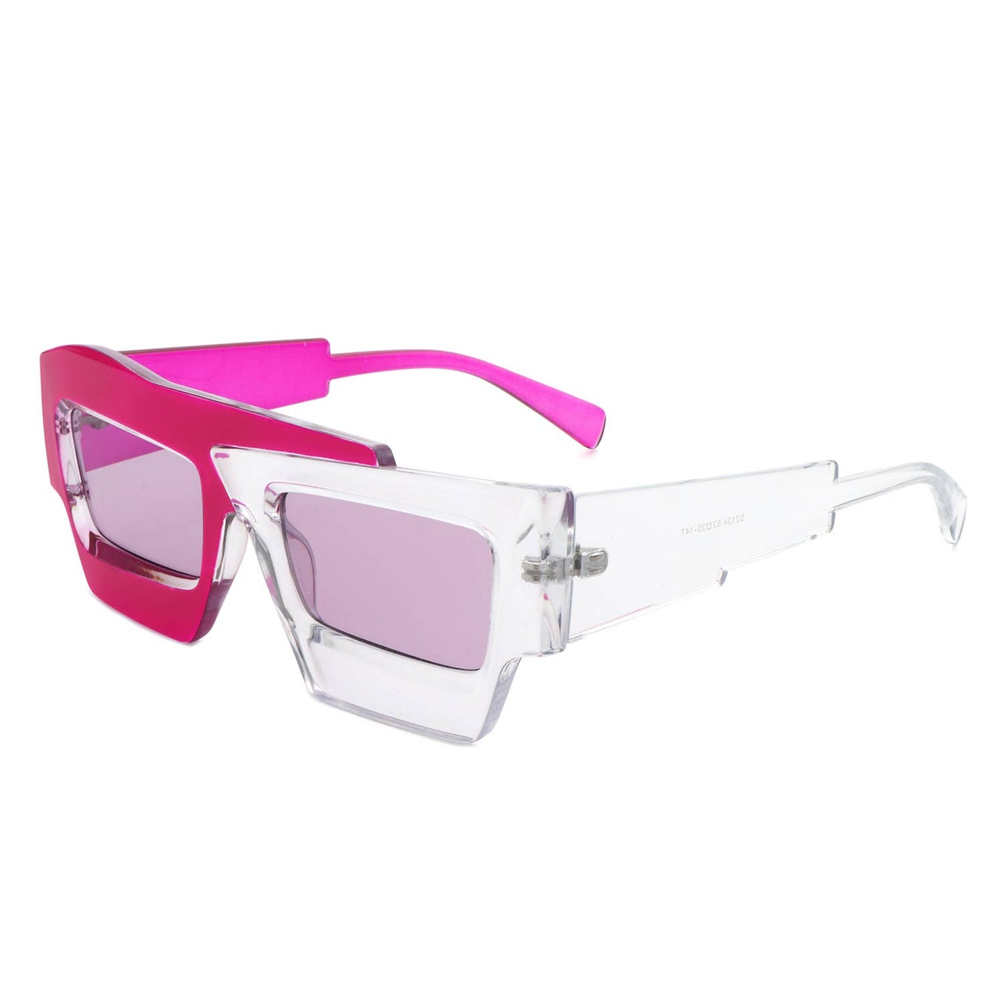 Square Futuristic Flat Top Two-Tone Fashion Sunglasses