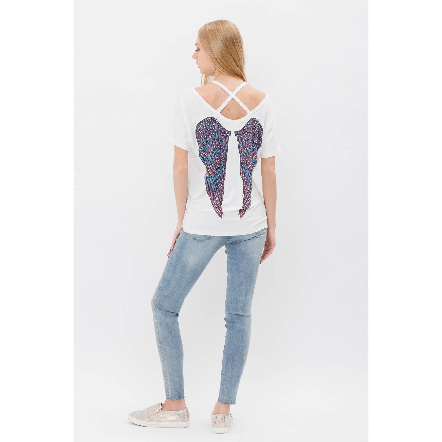 Criss Cross Short Sleeve Top w/ Wings