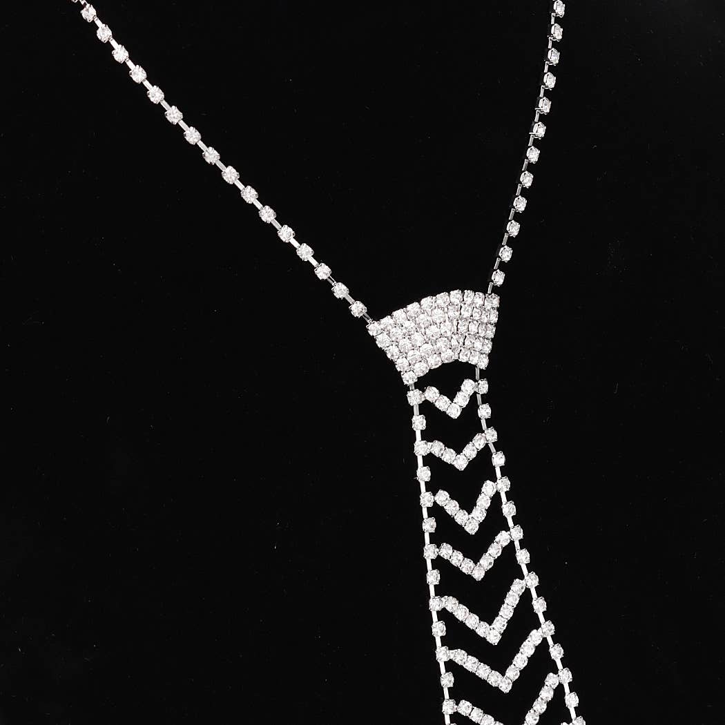Rhinestone Necktie Necklace