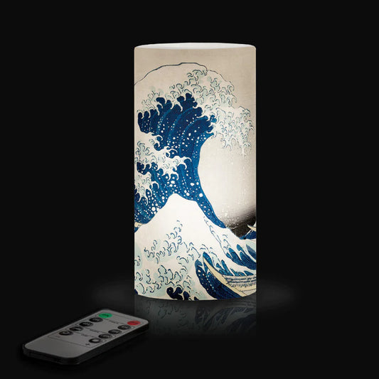 Hokusai The Great Wave 6” LED Real Wax Candle w/ Remote