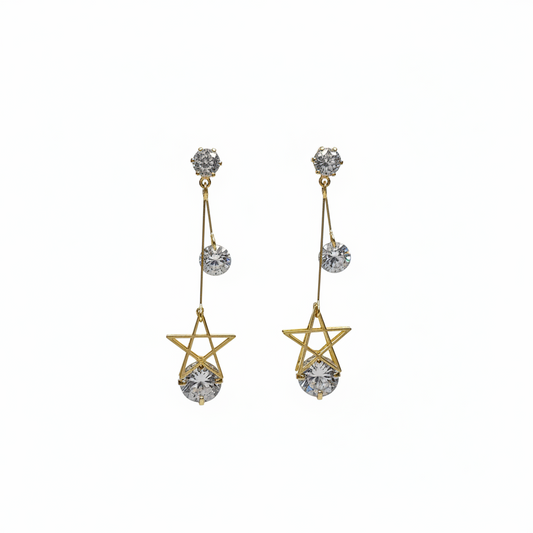 Golden Starlight CZ Drop Earrings