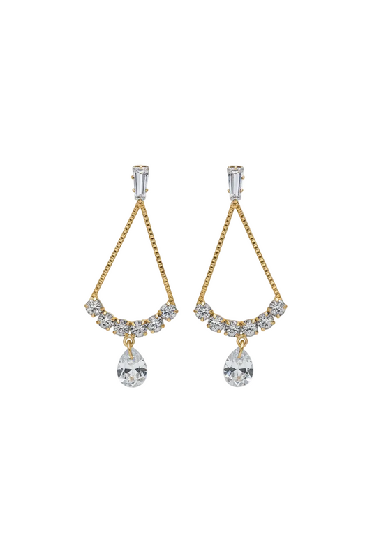 Golden Halo CZ Drop Earrings