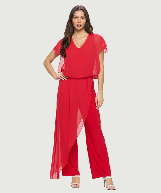 Jumpsuit with Chiffon Overlay