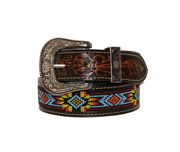 Polychrome Hand-Tooled Leather Belt