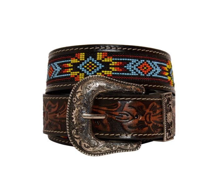 Polychrome Hand-Tooled Leather Belt